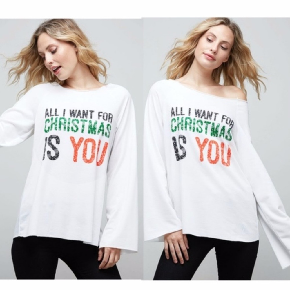 All I want for Christmas Off Shoulder Top - Picture 3 of 3